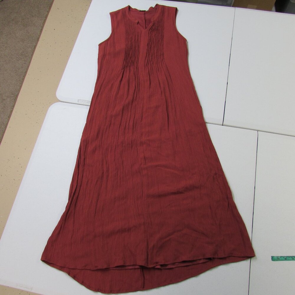 Coldwater Creek Rusty Coral Crinkle Stretch Rayon Maxi w/Pockets Size M